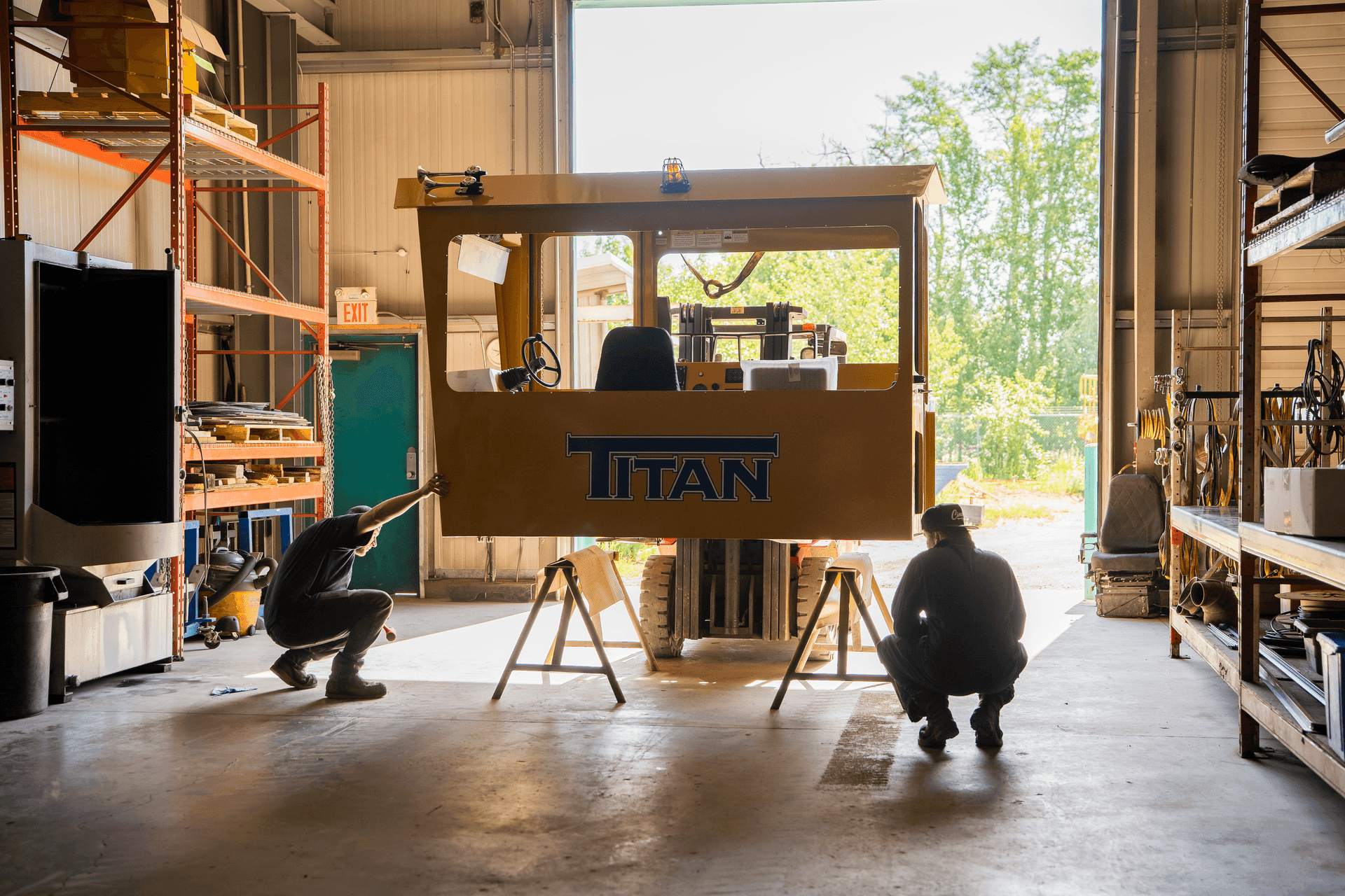 two people working in an industrial wearhouse